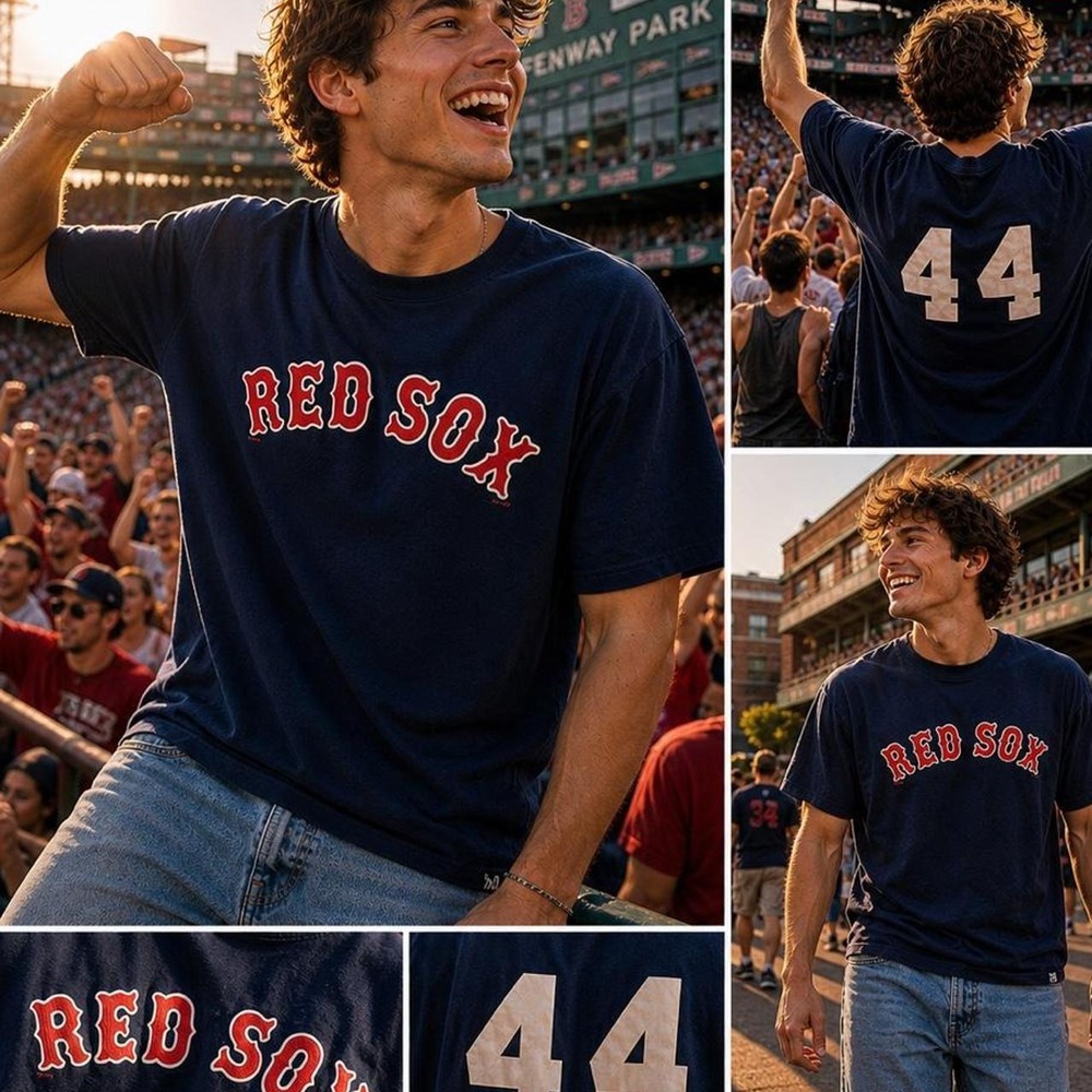 Boston Red Sox T-Shirt Men's XXL Russell Athletic Navy Graphic Tee 44